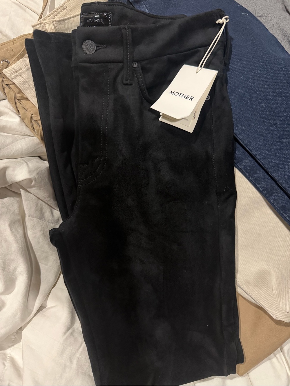 MOTHER Black velvet pants